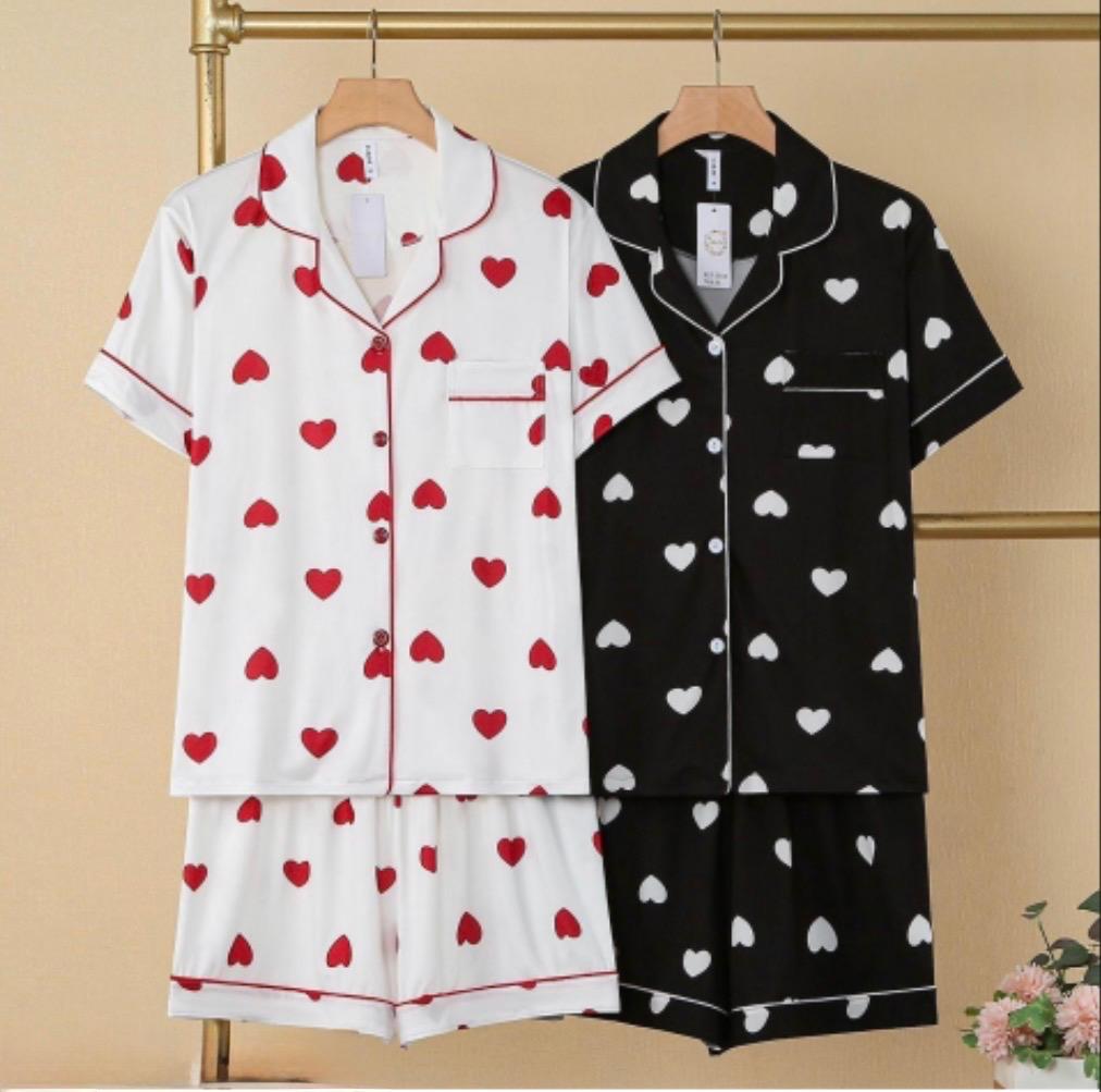 Pijama Americano Feminino Verão Coração Romantico