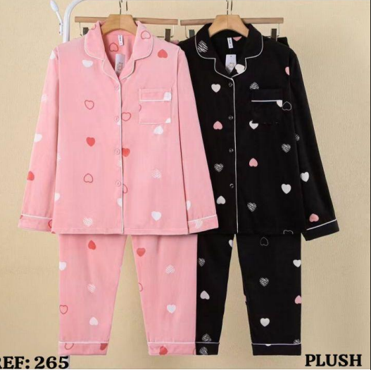 Pijama Inverno Americano Feminino Plush Coração