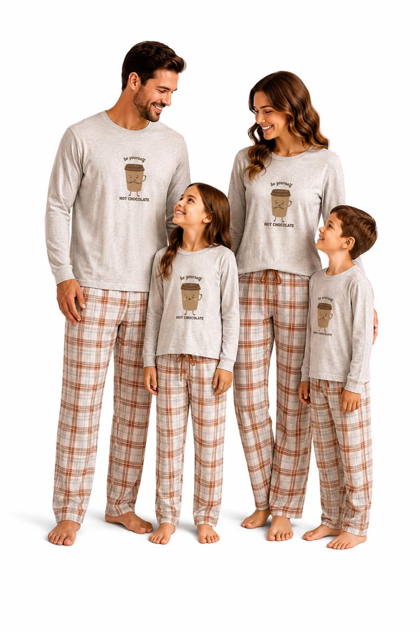 Pijama Feminino Manga Longa Algodão – Estampa Xadrez Classic.