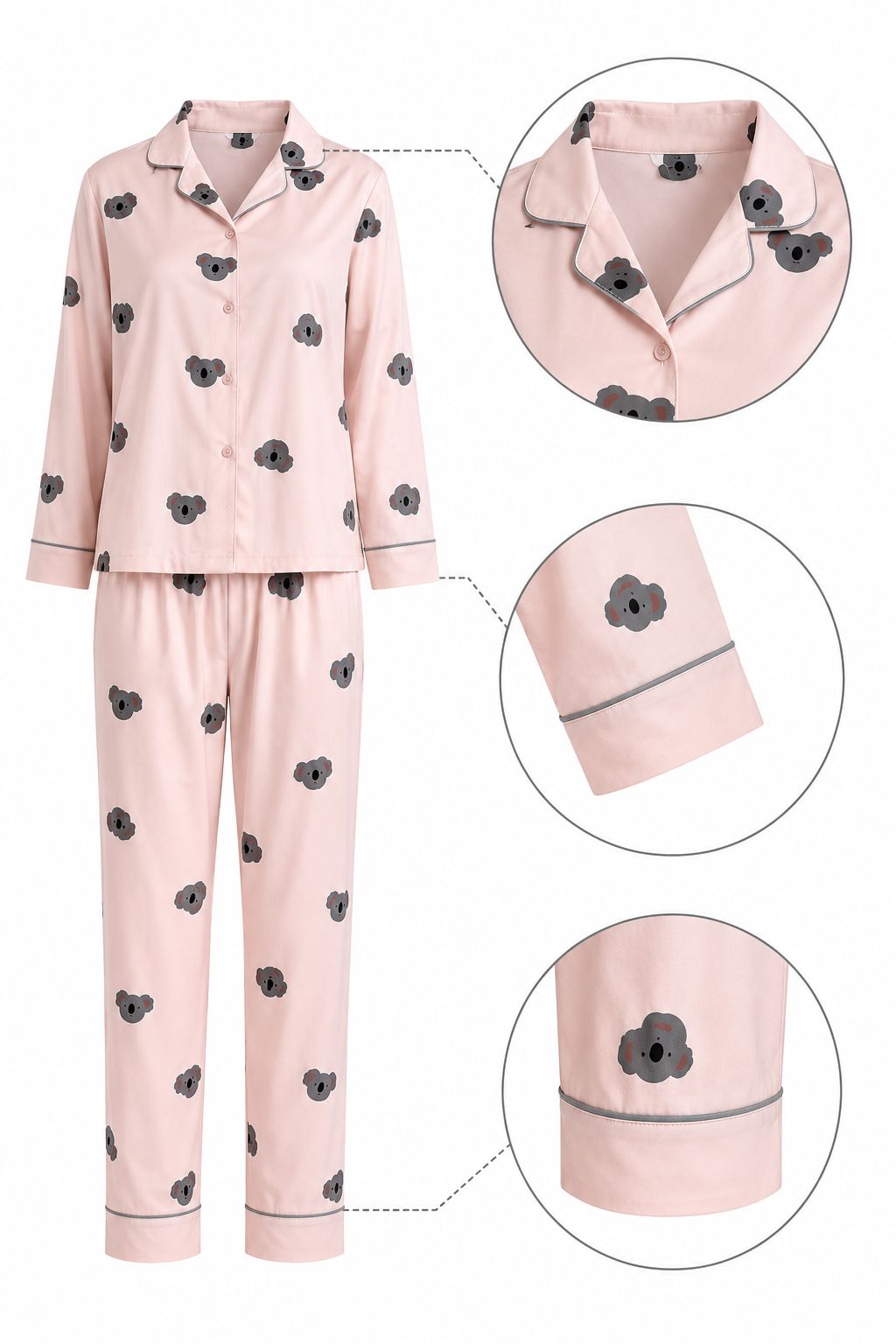 Pijama Americano Feminino de Inverno Panda