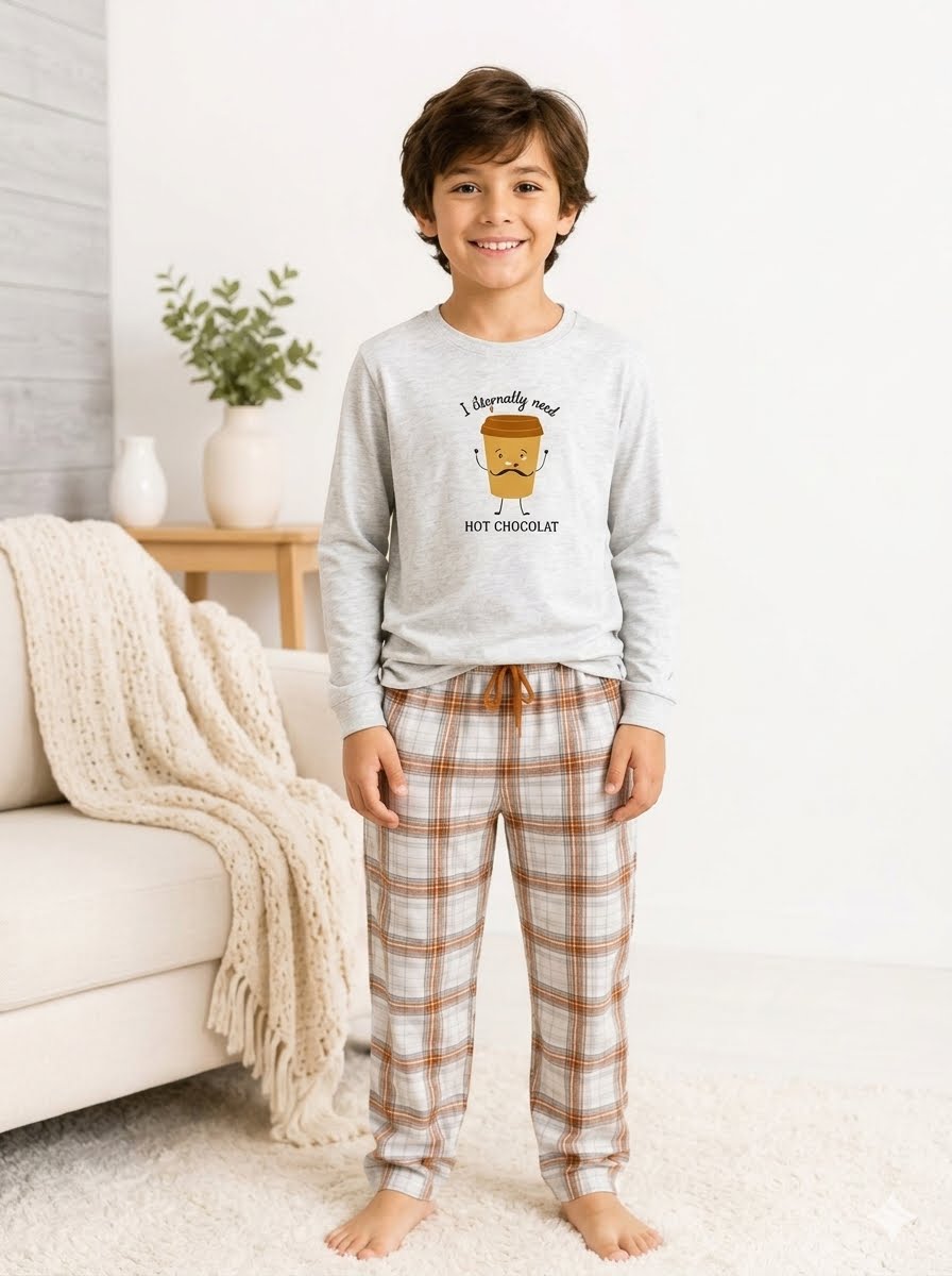 Pijama Infantil Manga Longa Algodão – Estampa Xadrez Classic